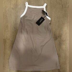 NWT never worn Abercrombie & Fitch Taupe Mini Dress with White Trim